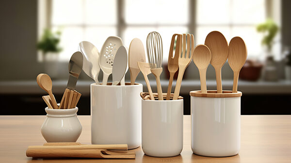 Elegant set of kitchen utensils: an impeccable blend of usefulness and sophistication, tailored to your culinary needs.